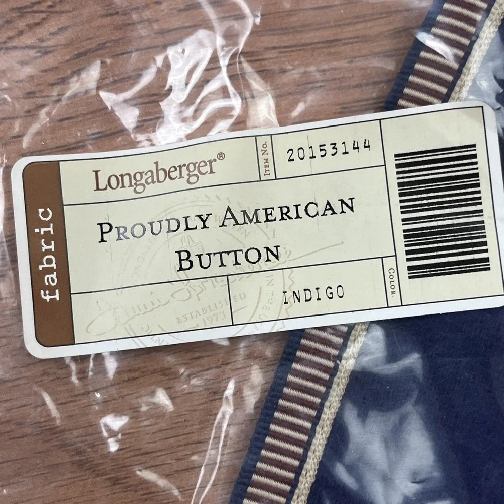 Longaberger Indigo Fabric Liner for Proudly American Button Basket NEW 20153144